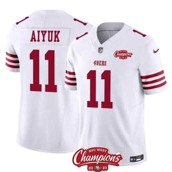 Men & Women & Youth San Francisco 49ers #11 Brandon Aiyuk White 2023 F.U.S.E. NFC West Champions Patch Stitched Jersey